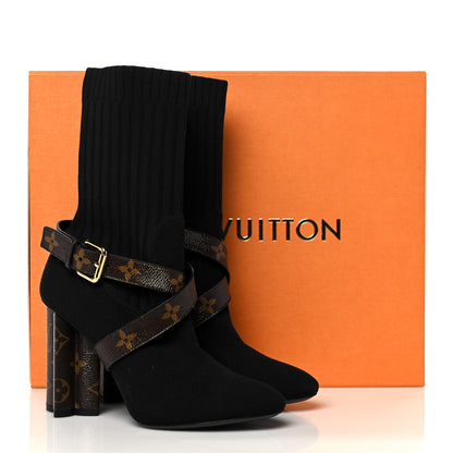 Louis Vuitton Monogram Stretch Fabric Silhouette Ankle Boots 36 Black 9 of 9