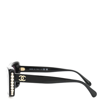 Chanel Acetate Pearl Cat Eye CC Sunglasses 5481-H Black 3 of 8