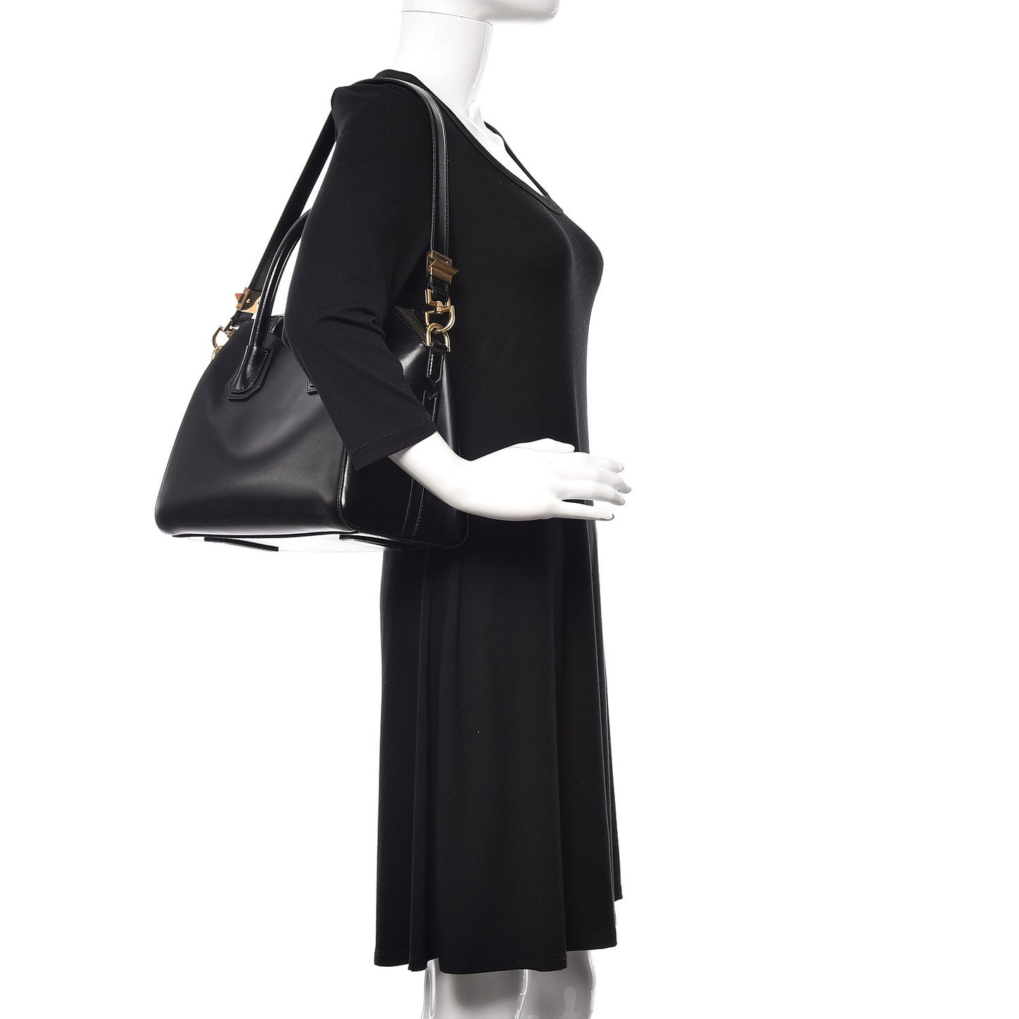 Shiny Lord Calfskin Small Antigona Black