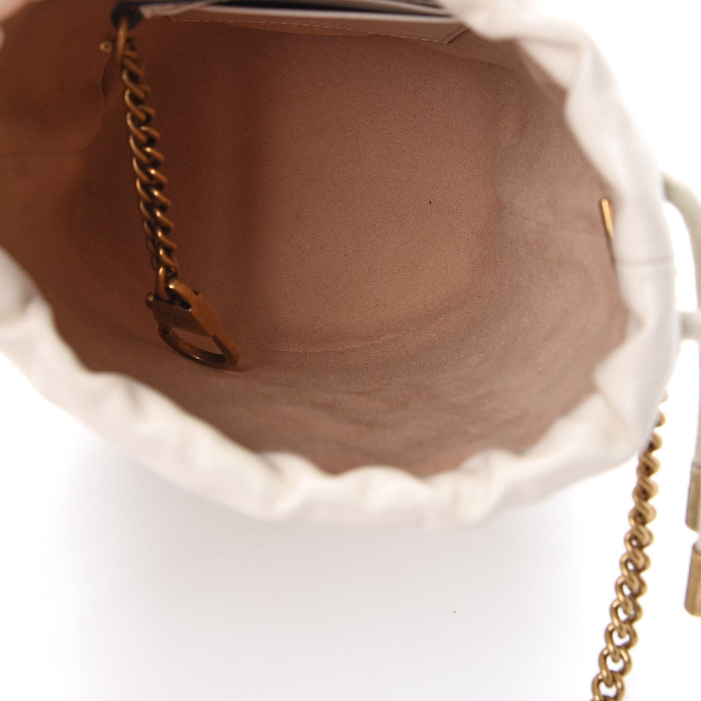 Calfskin Matelasse Mini GG Marmont 2.0 Bucket Bag White