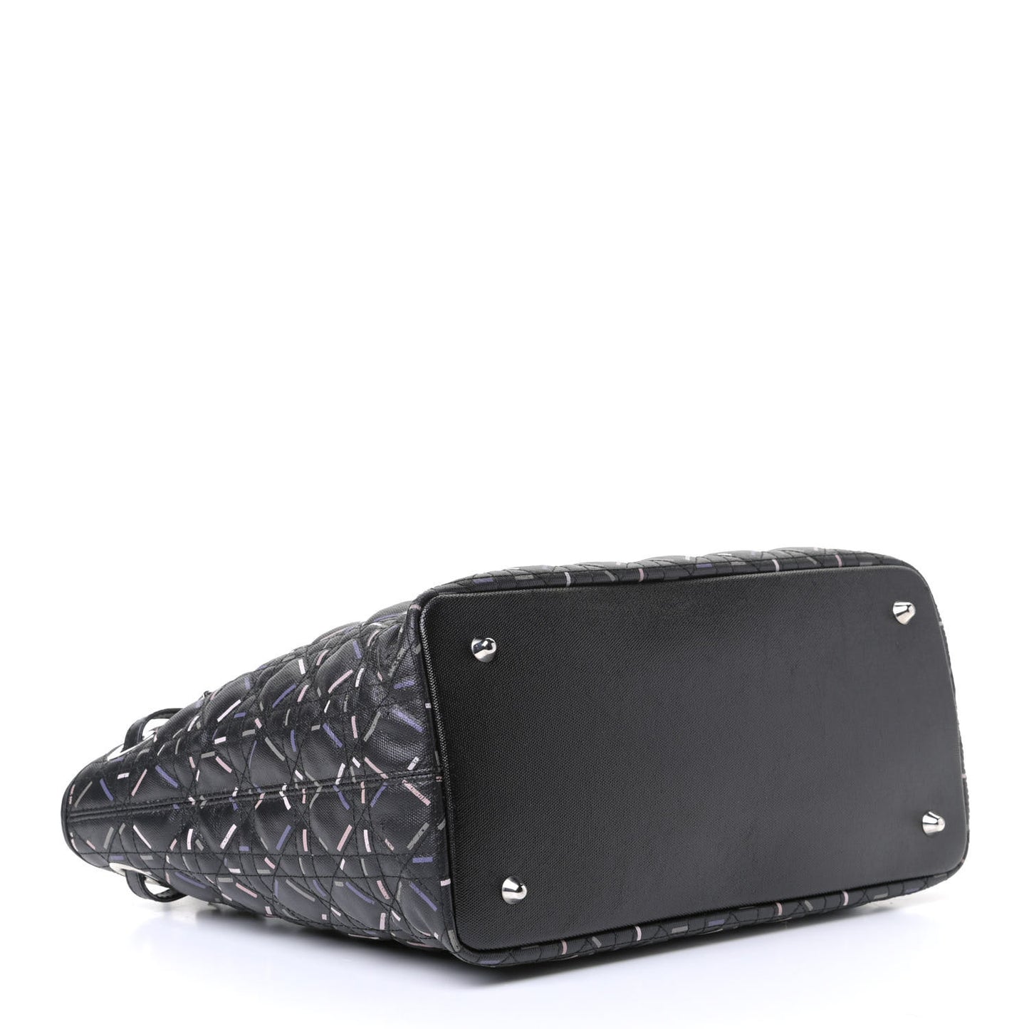 Coated Canvas Cannage Medium Panarea Tote Black Pink