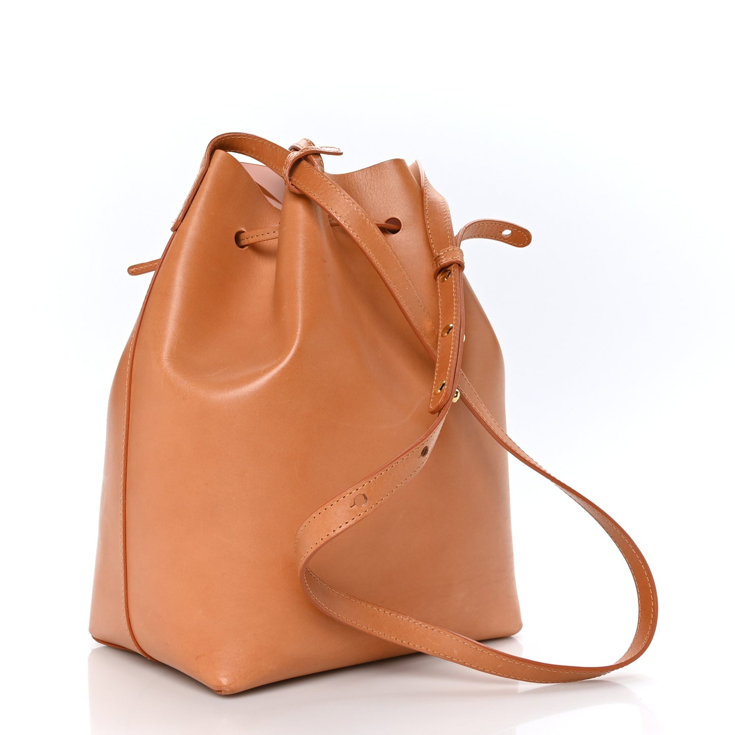 Vegetable Tanned Calfskin Bucket Bag Cammello Rosa