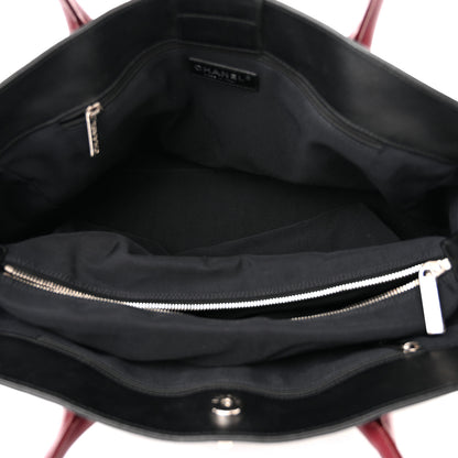 Chanel Calfskin Cerf Executive Shopper Tote Burgundy Black 5 of 15