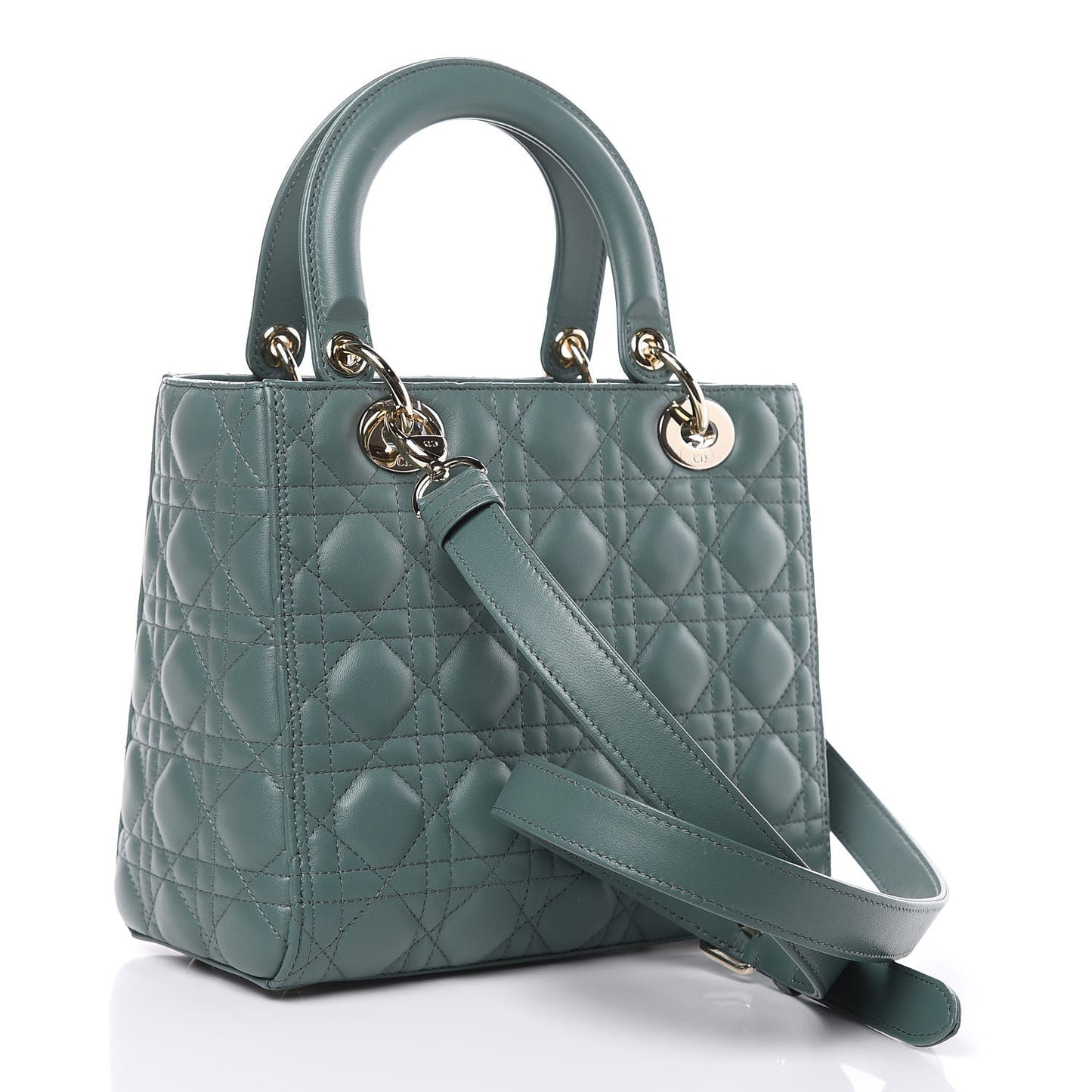 Lambskin Cannage Medium Lady Dior Storm Blue