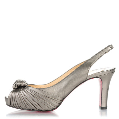 Christian Louboutin Laminato Nappa Miss Gres 90 Platform Peep Toe Slingback Pumps 38 Anthracite 1 of 8