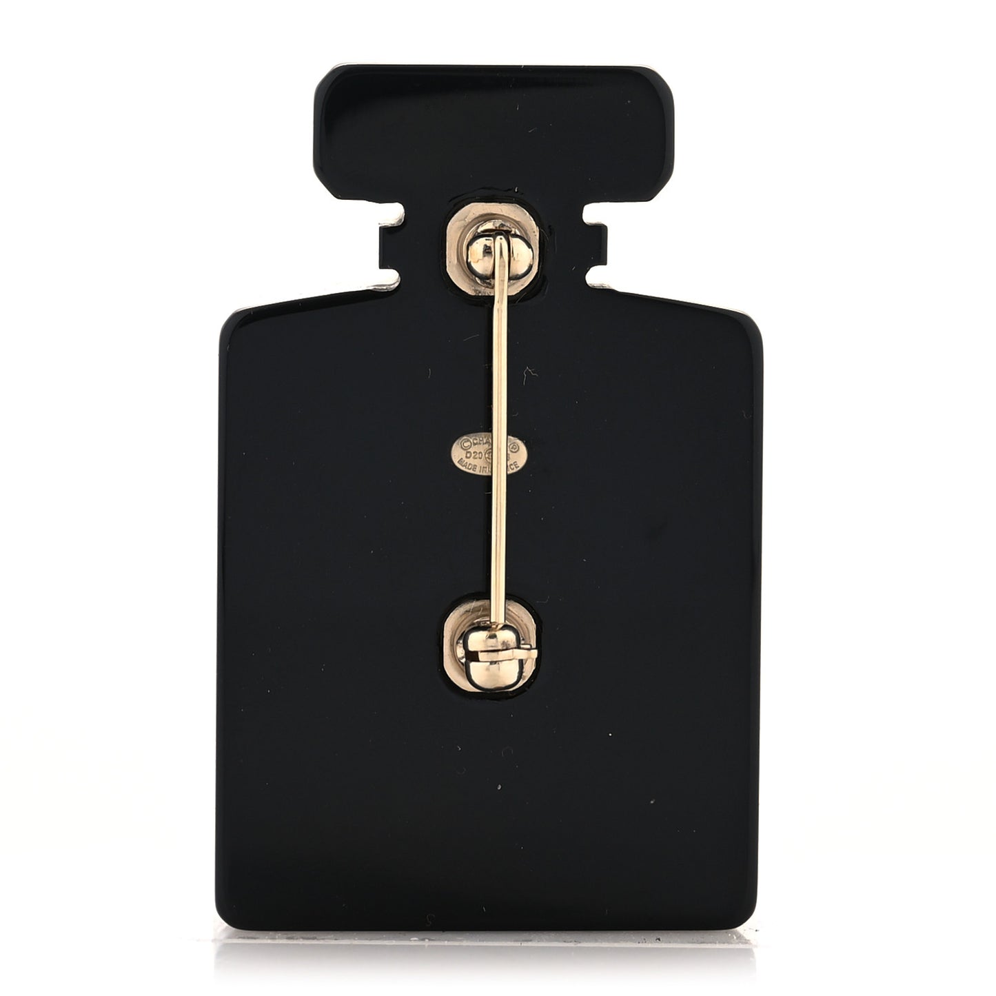 Resin Pearl CC No 5 Perfume Bottle Brooch Black Red