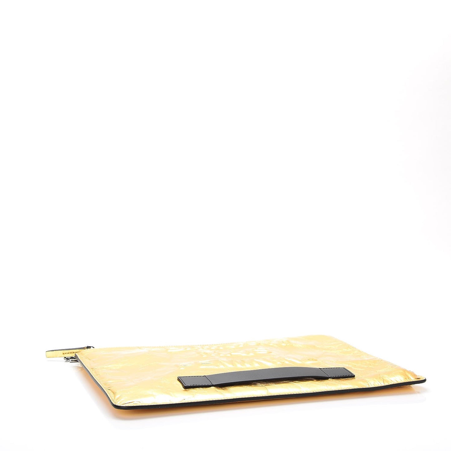 Metallic Lambskin Large Feministe Maize Feminine Pouch Clutch Gold