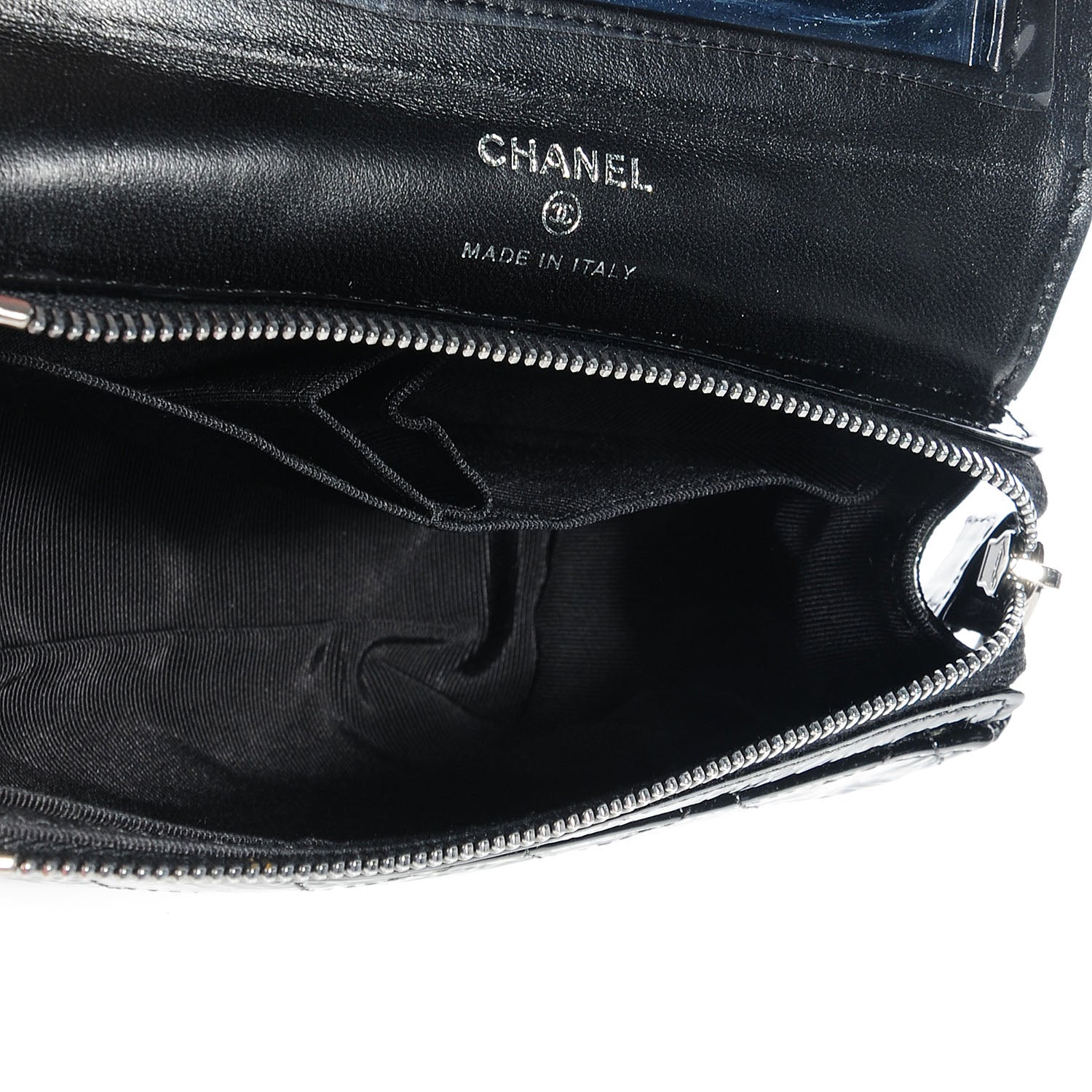 Chanel Distressed Patent Quilted Flap Cosmetic Case Black 6 of 10