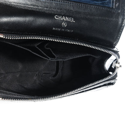 Chanel Distressed Patent Quilted Flap Cosmetic Case Black 6 of 10