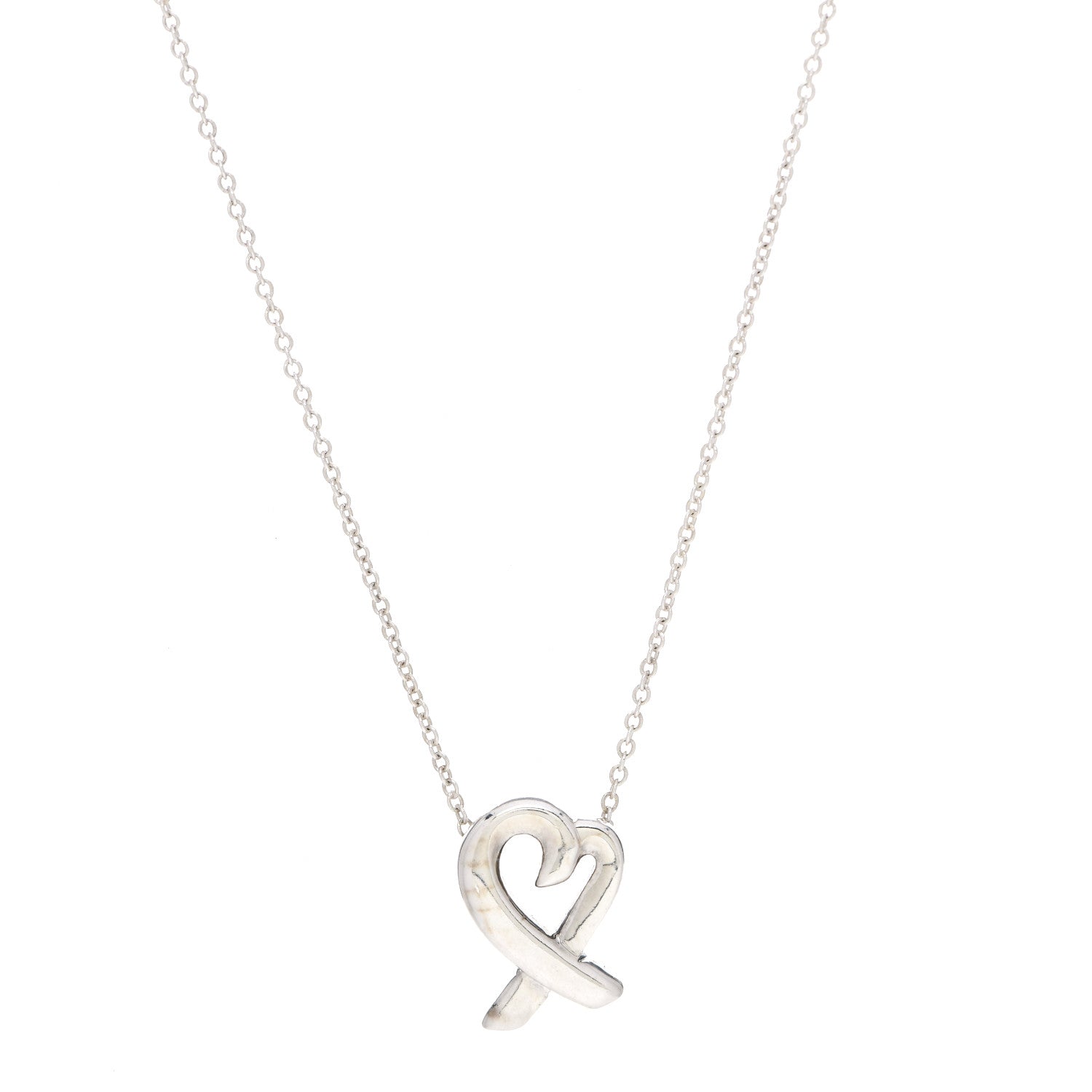 Tiffany Sterling Silver Paloma Picasso Loving Heart Pendant Necklace 1 of 8