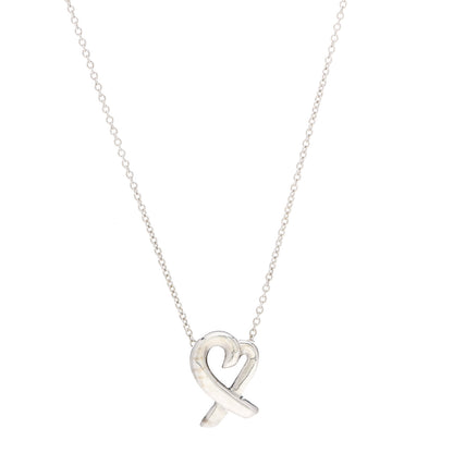 Tiffany Sterling Silver Paloma Picasso Loving Heart Pendant Necklace 1 of 8