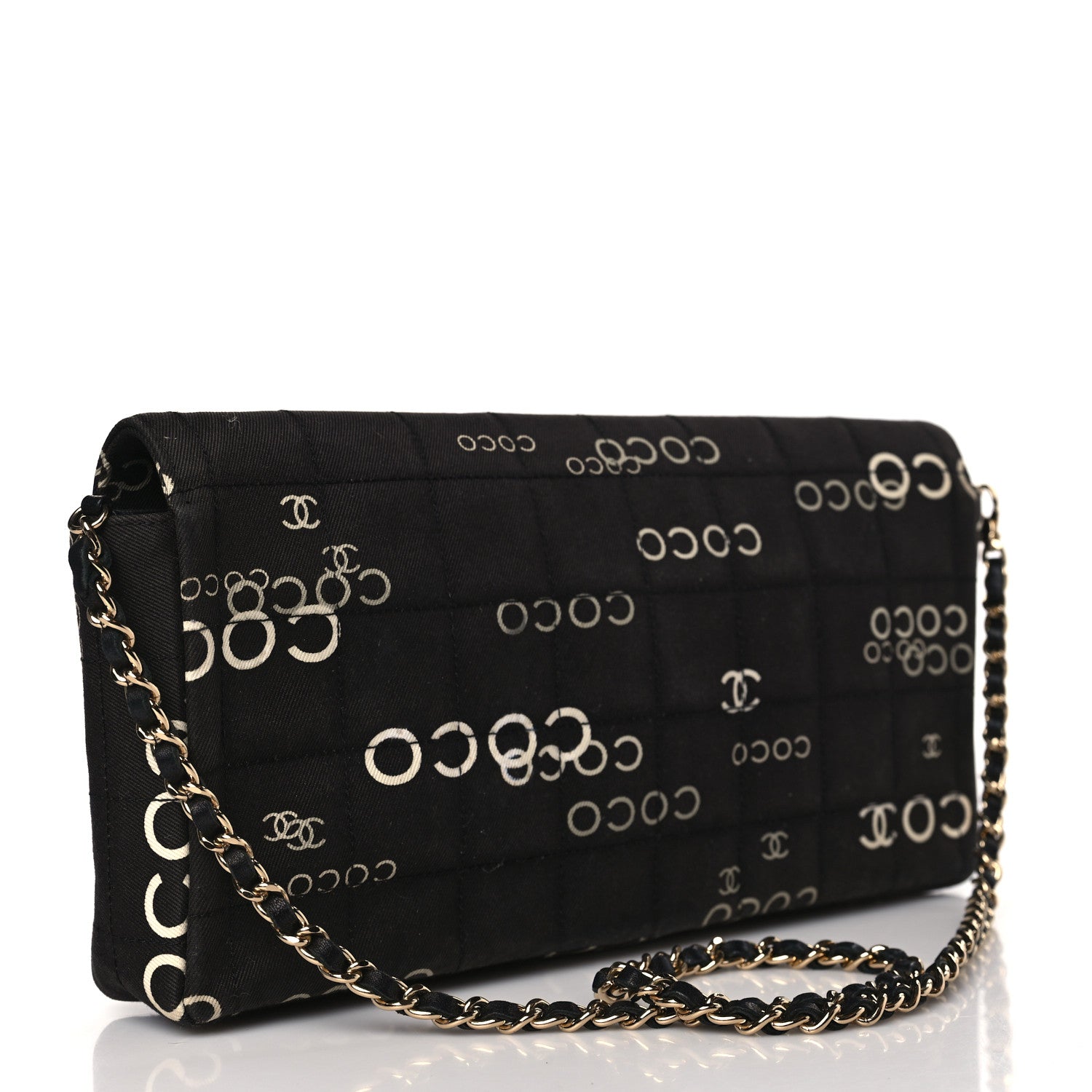 Chanel Canvas Chocolate Bar Quilted Coco East West Flap Black 3 of 9