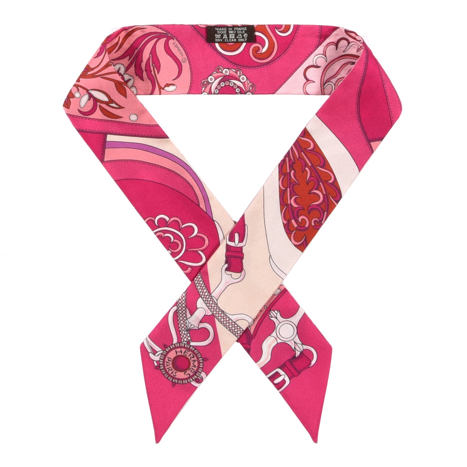Hermes Silk Festival Des Amazones Twilly Fuchsia Nacre Rose 1 of 4
