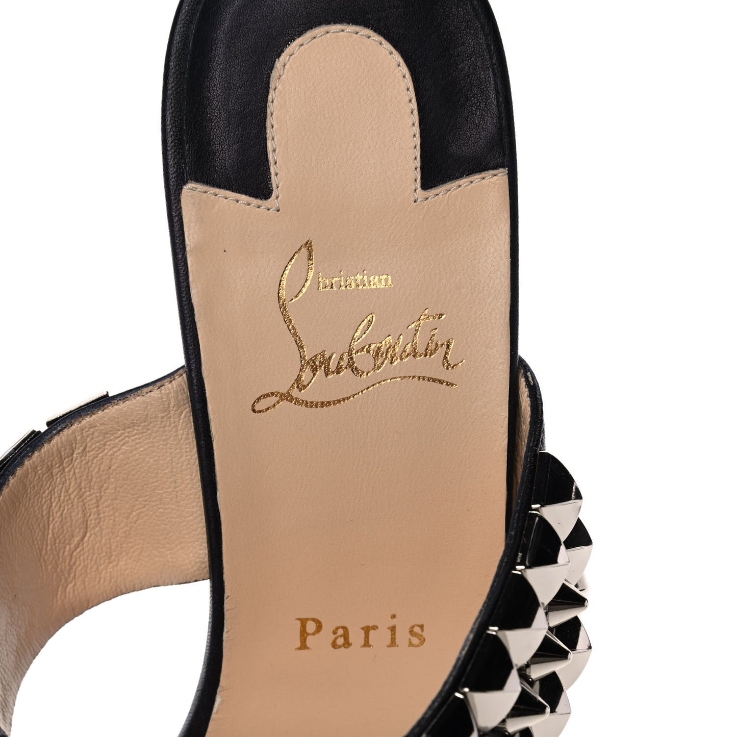 Calfskin Studded Tina Goes Mad 55 Slide Sandals 40.5 Black
