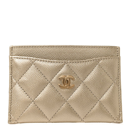 Chanel Metallic Caviar Quilted Card Holder Light Gold 1 of 11