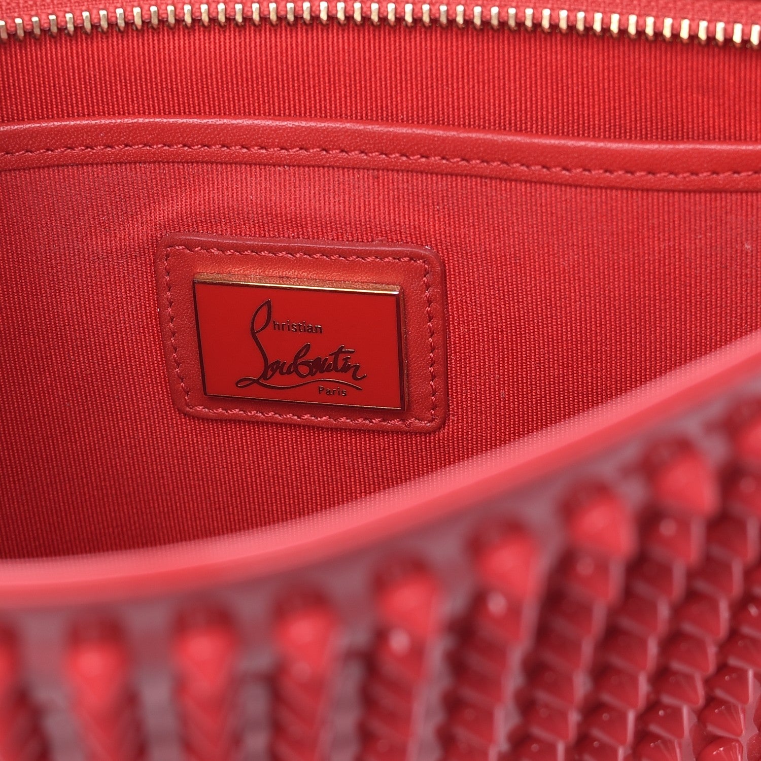 Christian Louboutin Calfskin Studded Loubiposh Chain Clutch Framboisine 6 of 7