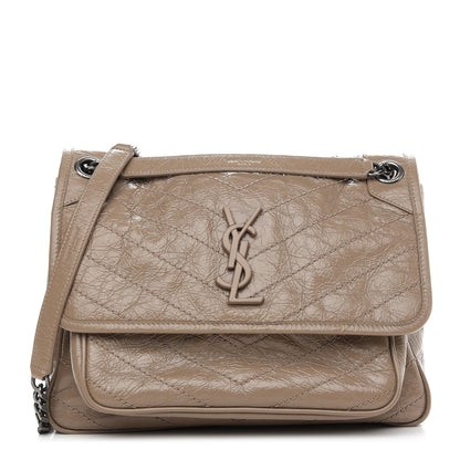 Saint Laurent Crinkled Calfskin Matelasse Monogram Medium Niki Chain Satchel Light Natural 1 of 9