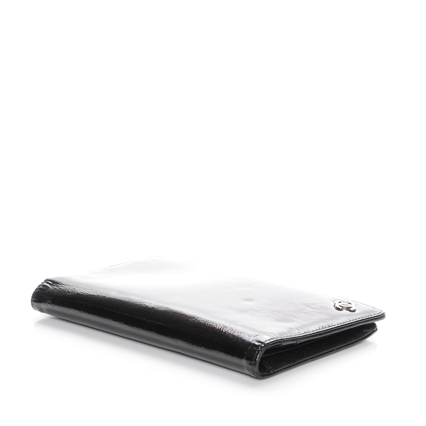 Grained Patent CC Yen Wallet Black