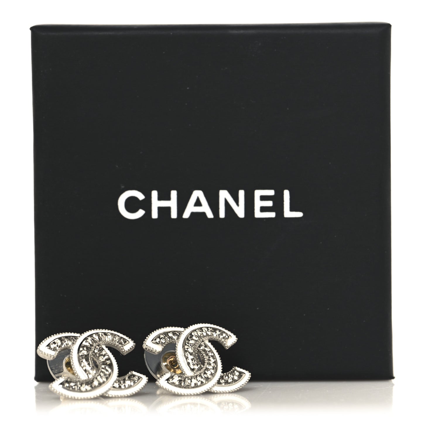 Crystal Resin CC Earrings Silver