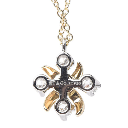 Tiffany Platinum 18K Yellow Gold Diamond Schlumberger Lynn Pendant Necklace 5 of 7