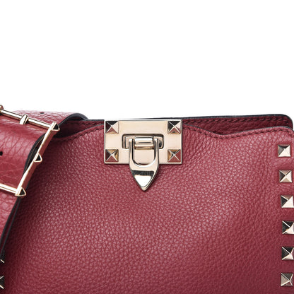 Valentino Garavani Pebbled Calfskin Mini Rockstud Flip-Lock Messenger Bag Rubino 9 of 10