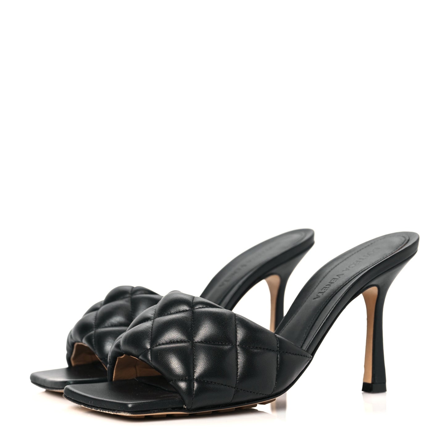 Nappa Matelasse Padded Mule Sandals 36 Black