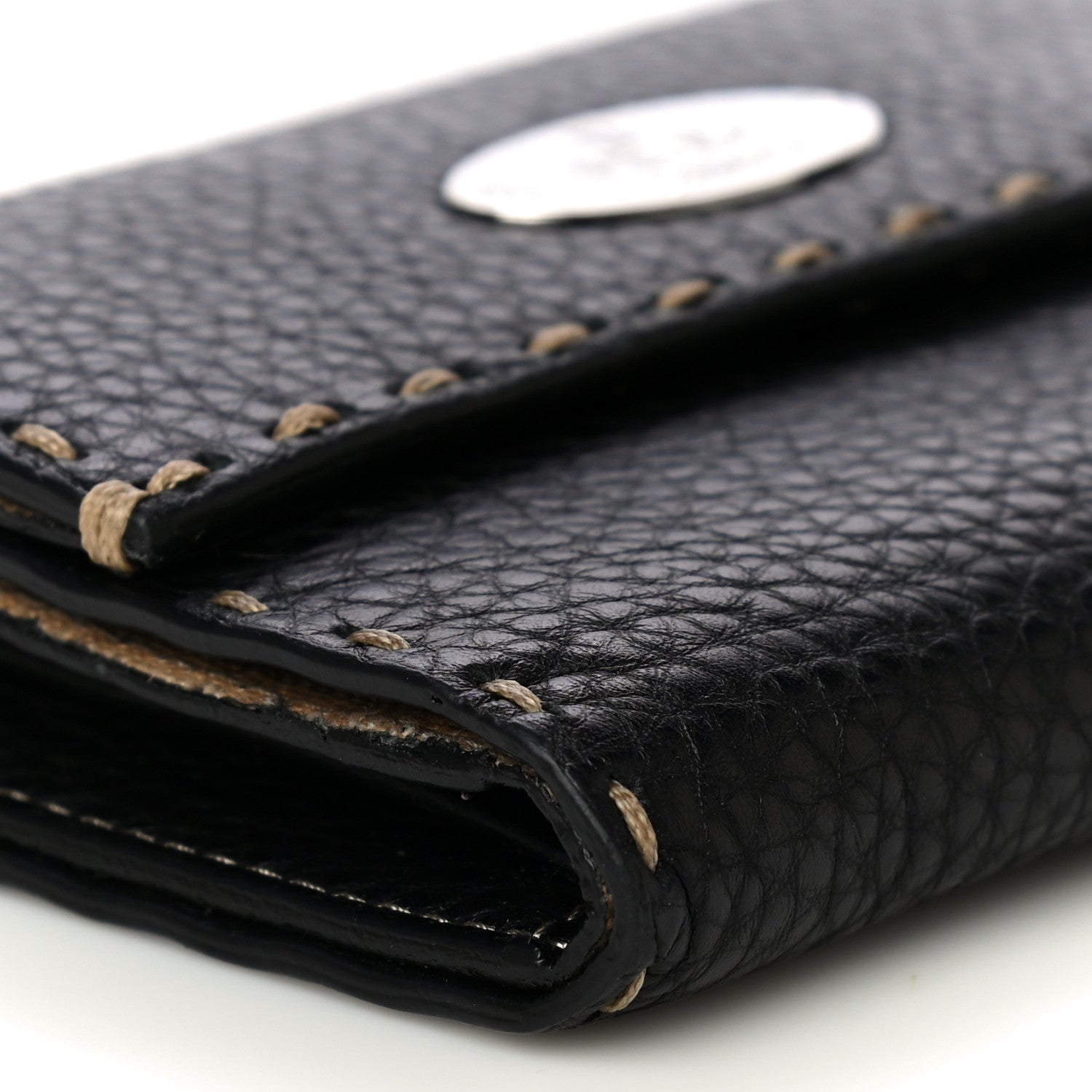 Fendi Calfskin Romano Selleria Tri-Fold Wallet Black 10 of 17