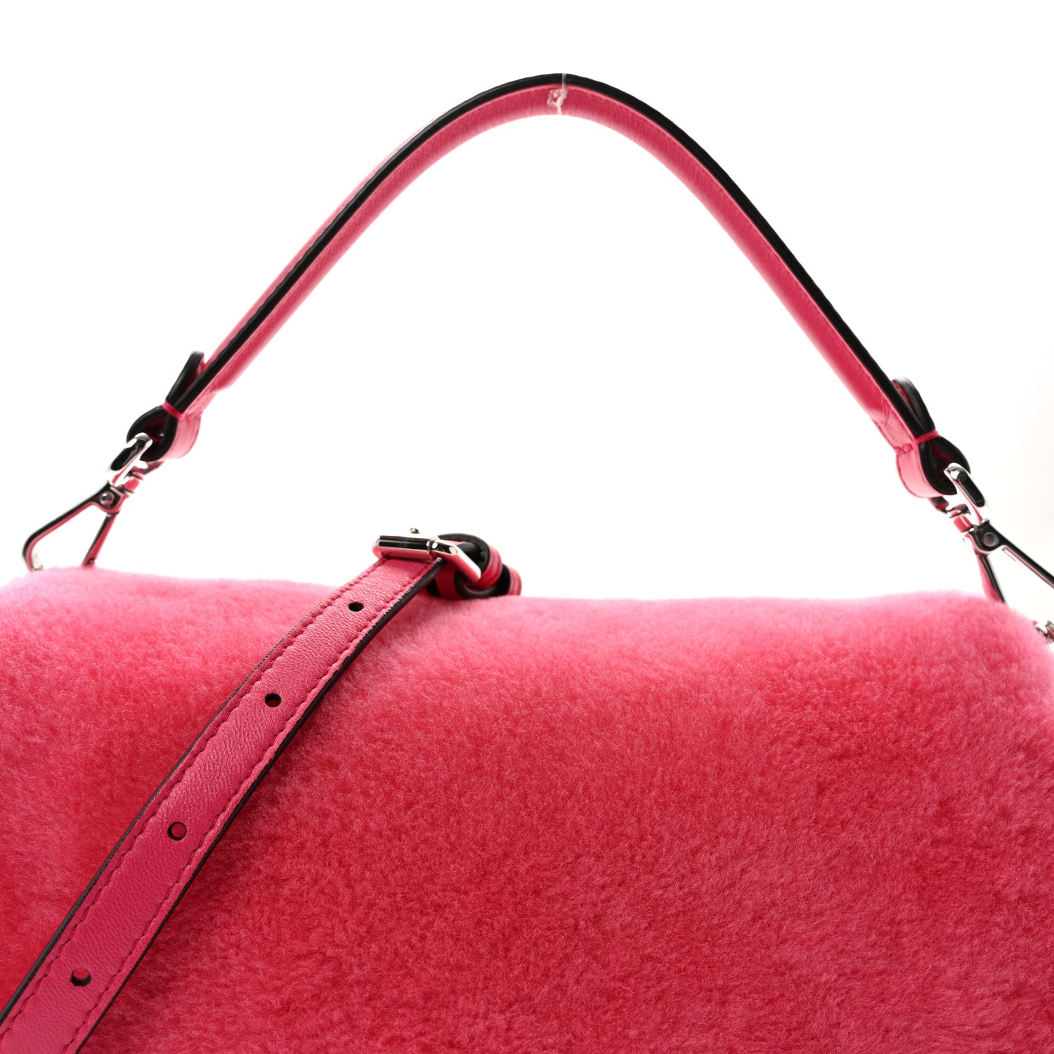 Fendi Shearling Shiny Nappa Baguette Rosa Fluo 7 of 9