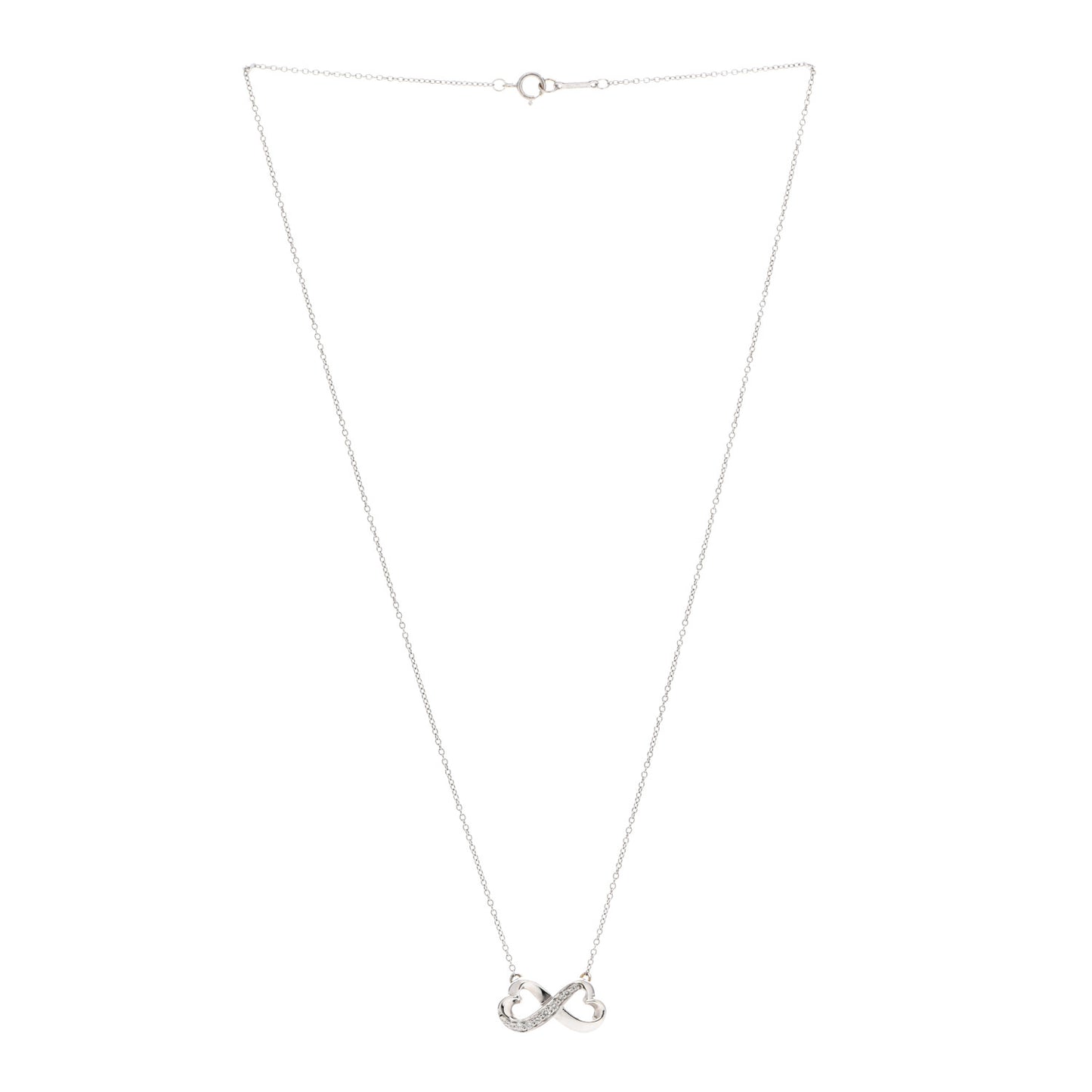18K White Gold Diamond Paloma Picasso Double Loving Heart Necklace