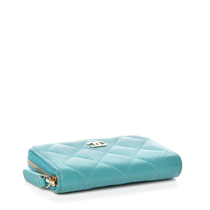 Chanel Caviar Quilted Zip Coin Purse Turquoise 4 of 8