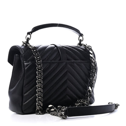 Saint Laurent Sheepskin Matelasse Chevron Monogram Medium College Bag Black 2 of 4