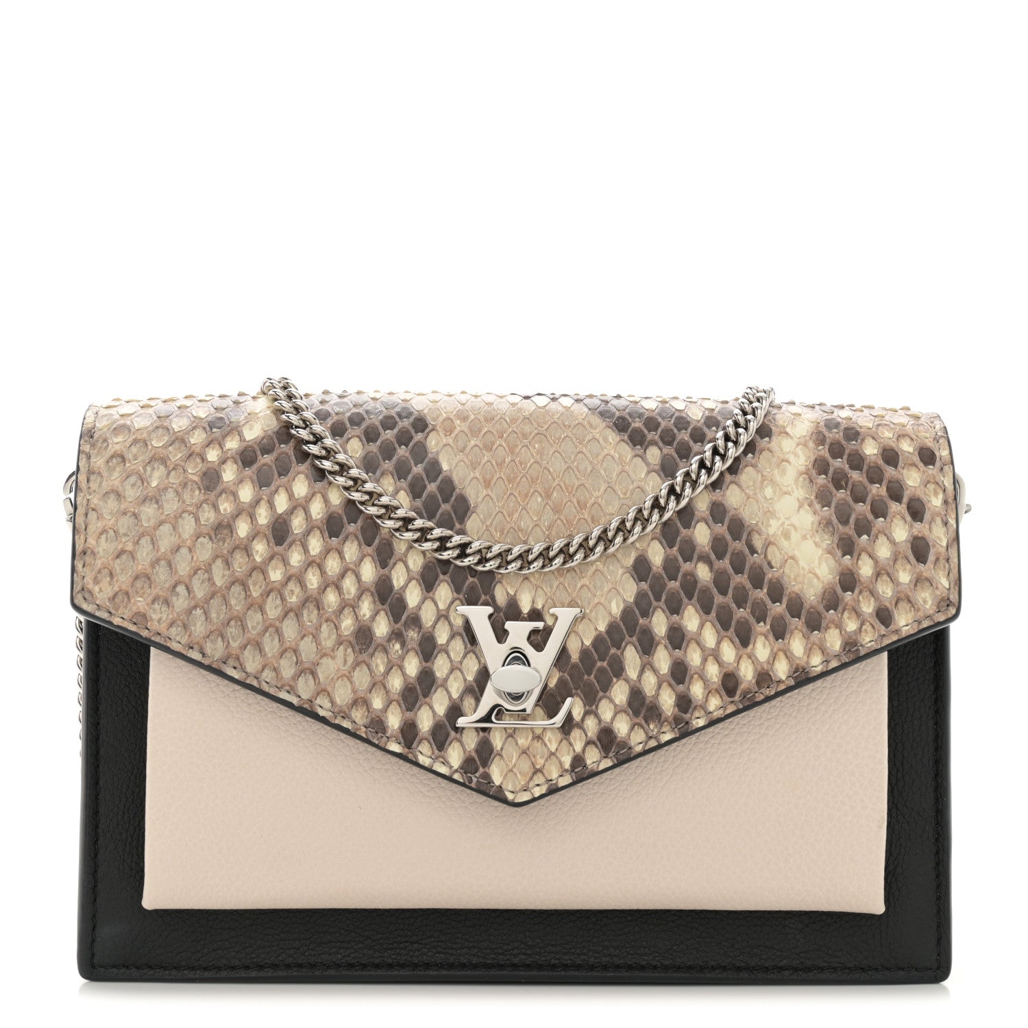 Louis Vuitton Soft Calfskin Snakeskin My Lockme Chain Pochette Black 1 of 10