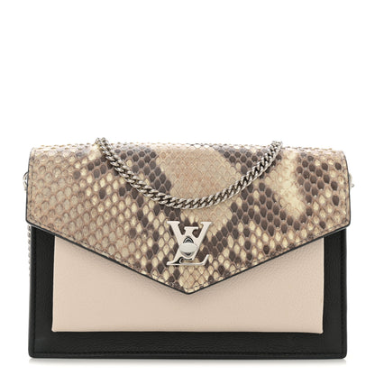 Louis Vuitton Soft Calfskin Snakeskin My Lockme Chain Pochette Black 1 of 10