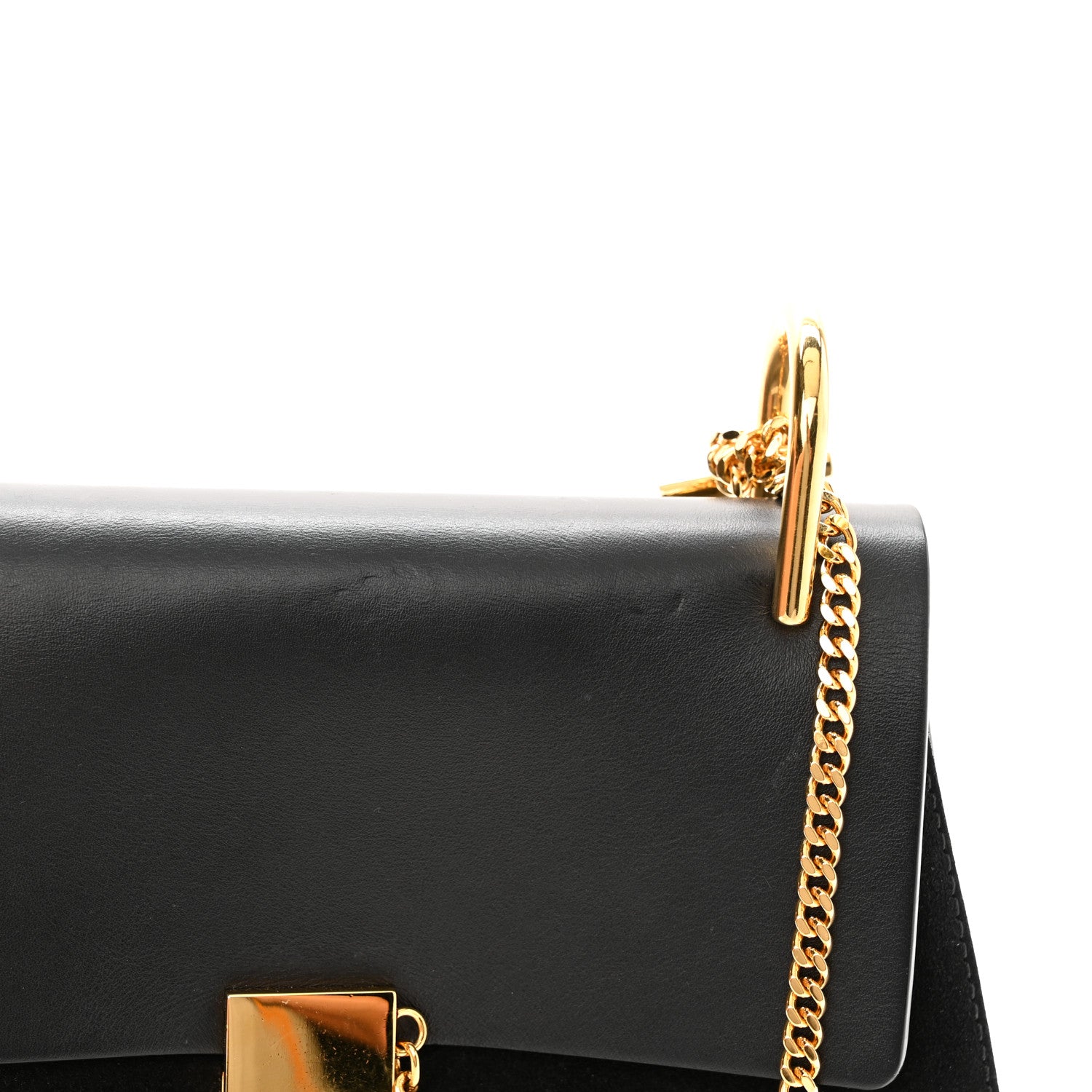 Chloe Suede Smooth Calfskin Drew Shoulder Bag Black 7 of 10