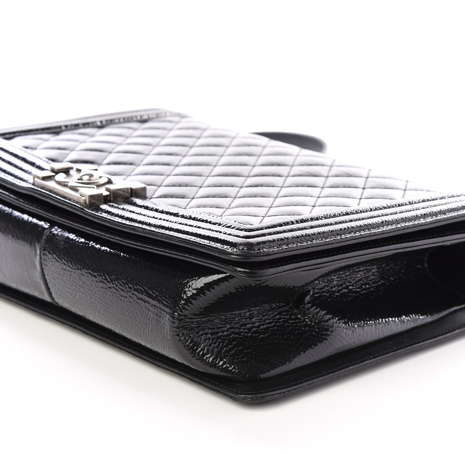 Chanel Distressed Patent Quilted New Medium Boy Flap Black 6 of 9