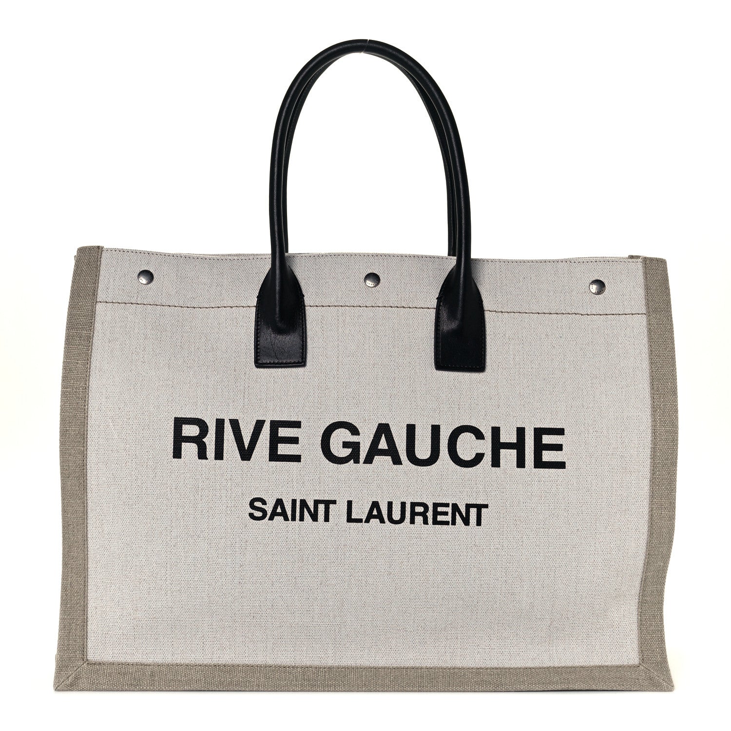 Saint Laurent Linen Calfskin Rive Gauche Tote Optic White 1 of 10