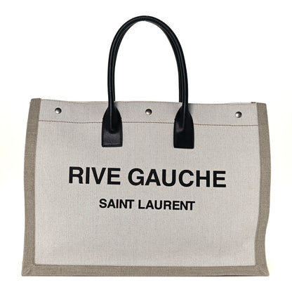 Saint Laurent Linen Calfskin Rive Gauche Tote Optic White 1 of 10