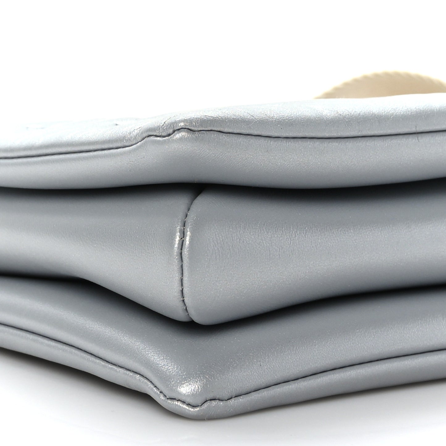 Metallic Lambskin Embossed Monogram Coussin PM Silver