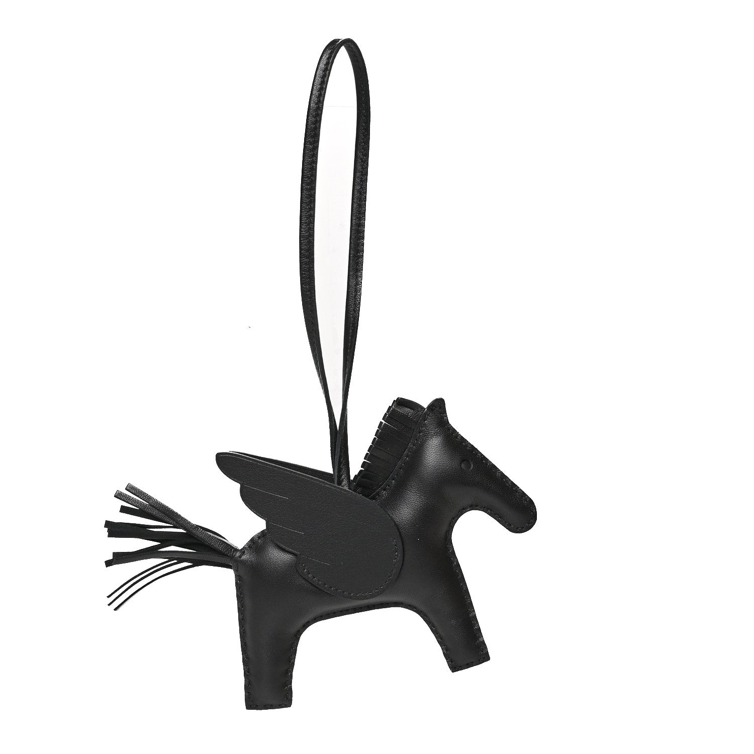 Hermes Milo Lambskin Grigri Rodeo Horse Bag Charm MM So Black 1 of 5