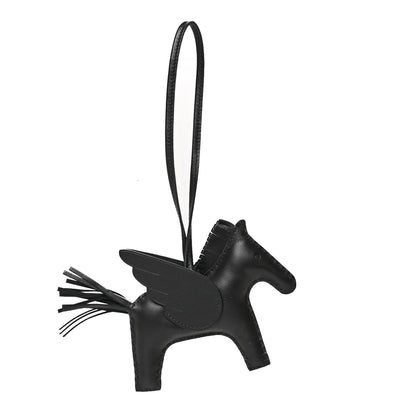 Hermes Milo Lambskin Grigri Rodeo Horse Bag Charm MM So Black 1 of 5