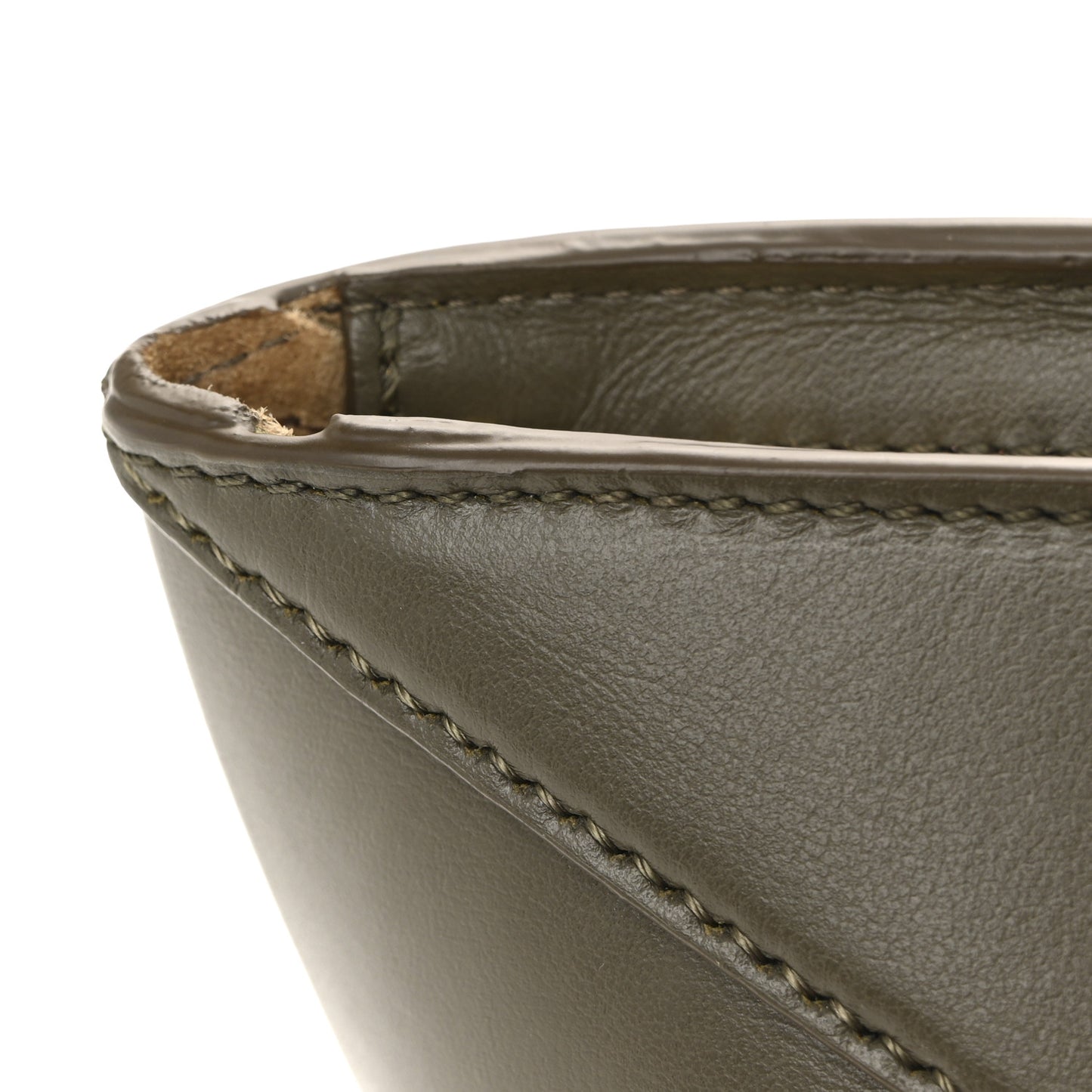 Shiny Calfskin Mini Cropped Puzzle Fold Tote Dark Khaki Green