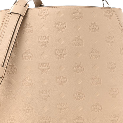 MCM Calfskin Ottomar Monogram Medium Klara Hobo New Beige 8 of 12
