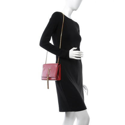 Saint Laurent Smooth Calfskin Medium Classic Monogram Kate Tassel Satchel Lipstick Red 2 of 11