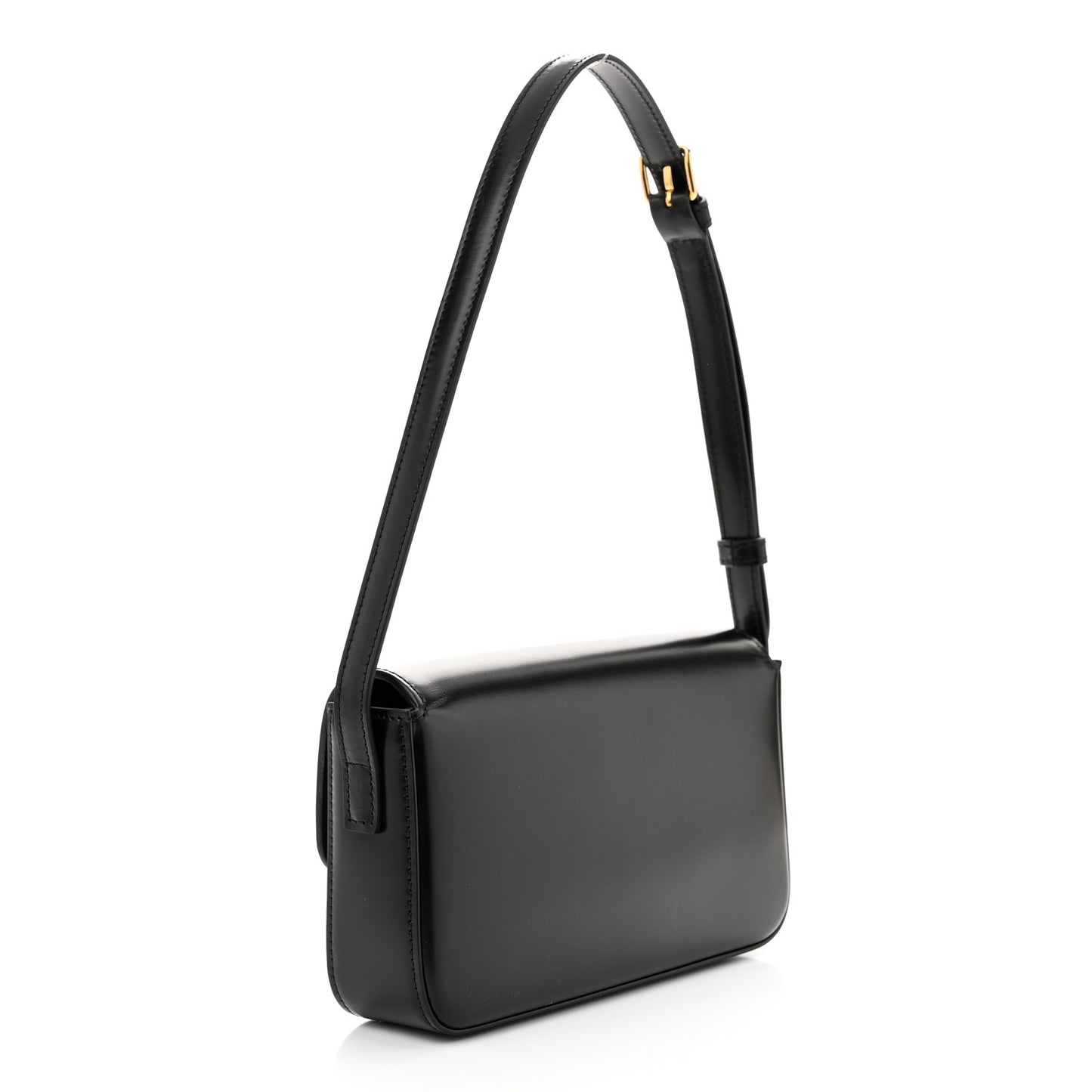 Shiny Calfskin Triomphe Shoulder Bag Black