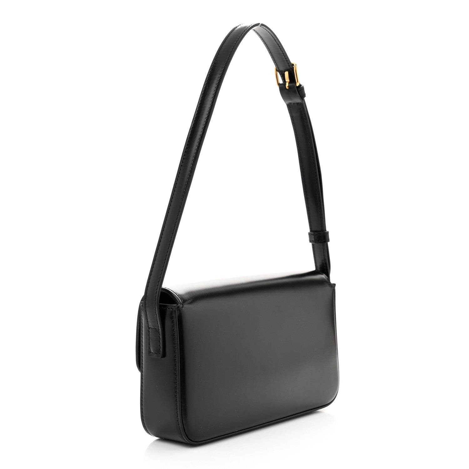 Celine Shiny Calfskin Triomphe Shoulder Bag Black 3 of 10