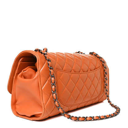 Chanel Lambskin Quilted Jumbo Grocery By Chanel Drawstring Shopping Bag Orange 3 of 9