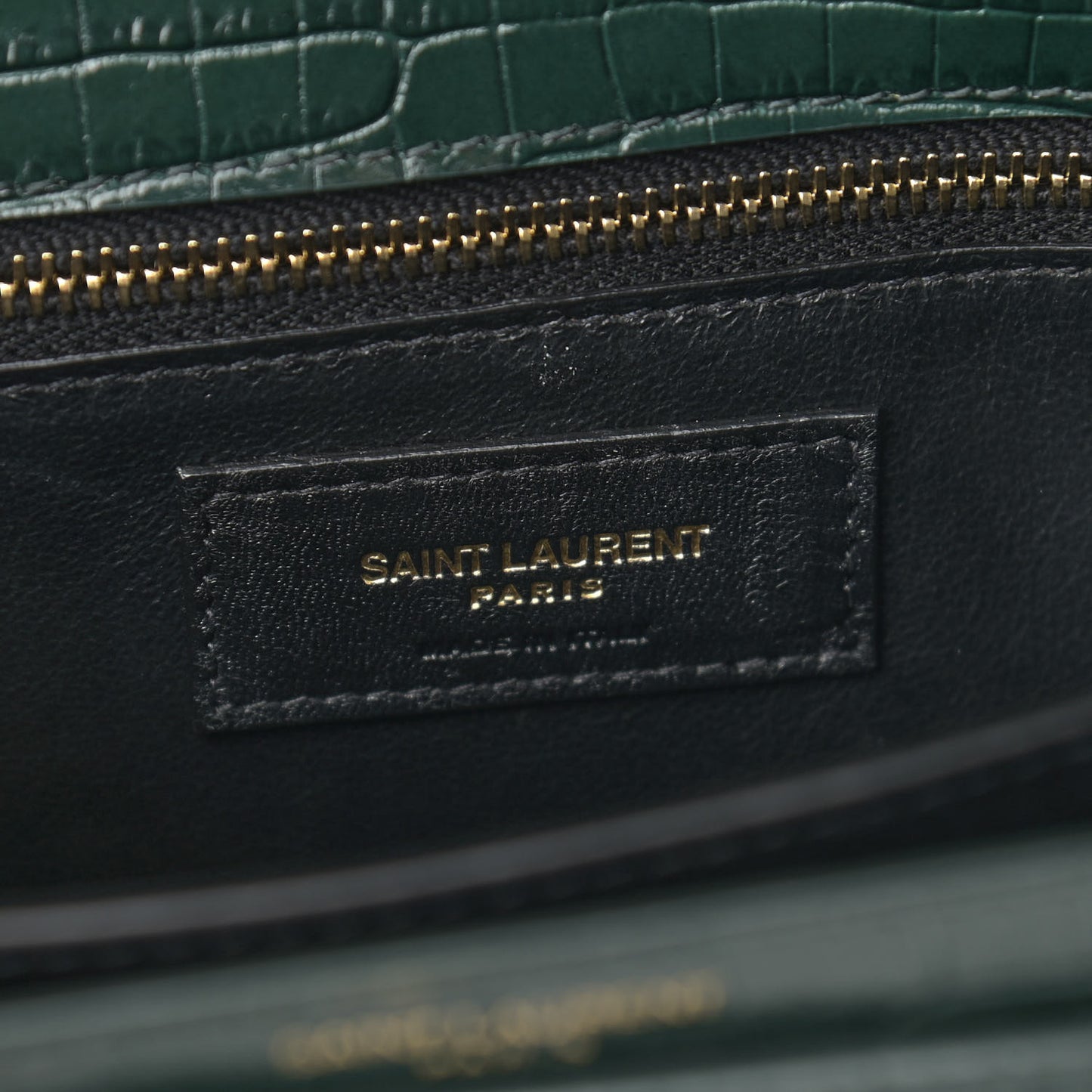 Calfskin Crocodile Embossed Monogram Cassandra Clasp Bag Dark Mint