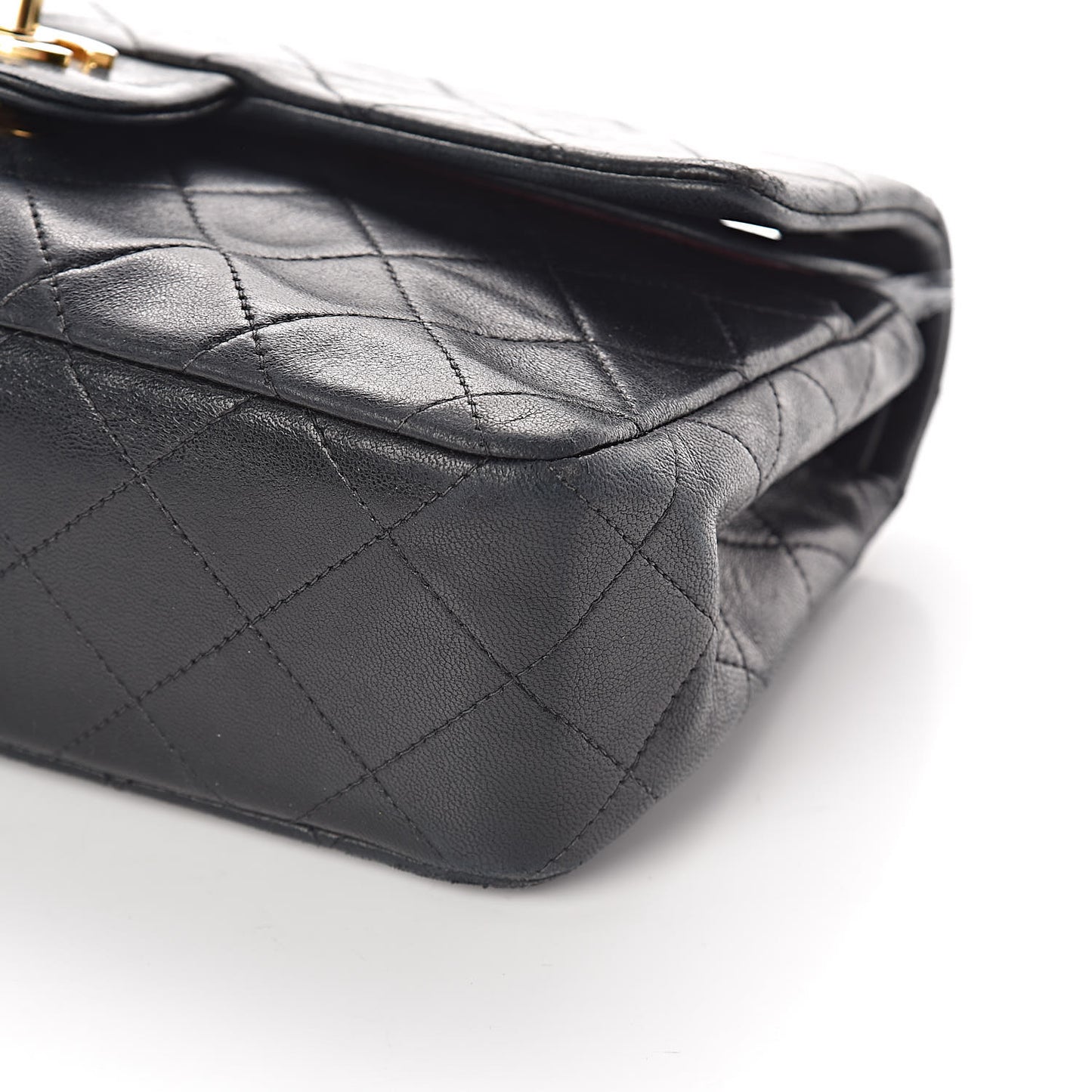 Lambskin Quilted Small Double Flap Black