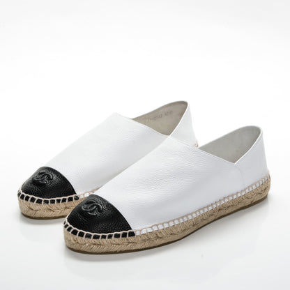 Chanel Grained Calfskin CC Espadrilles 42 White Black 3 of 7