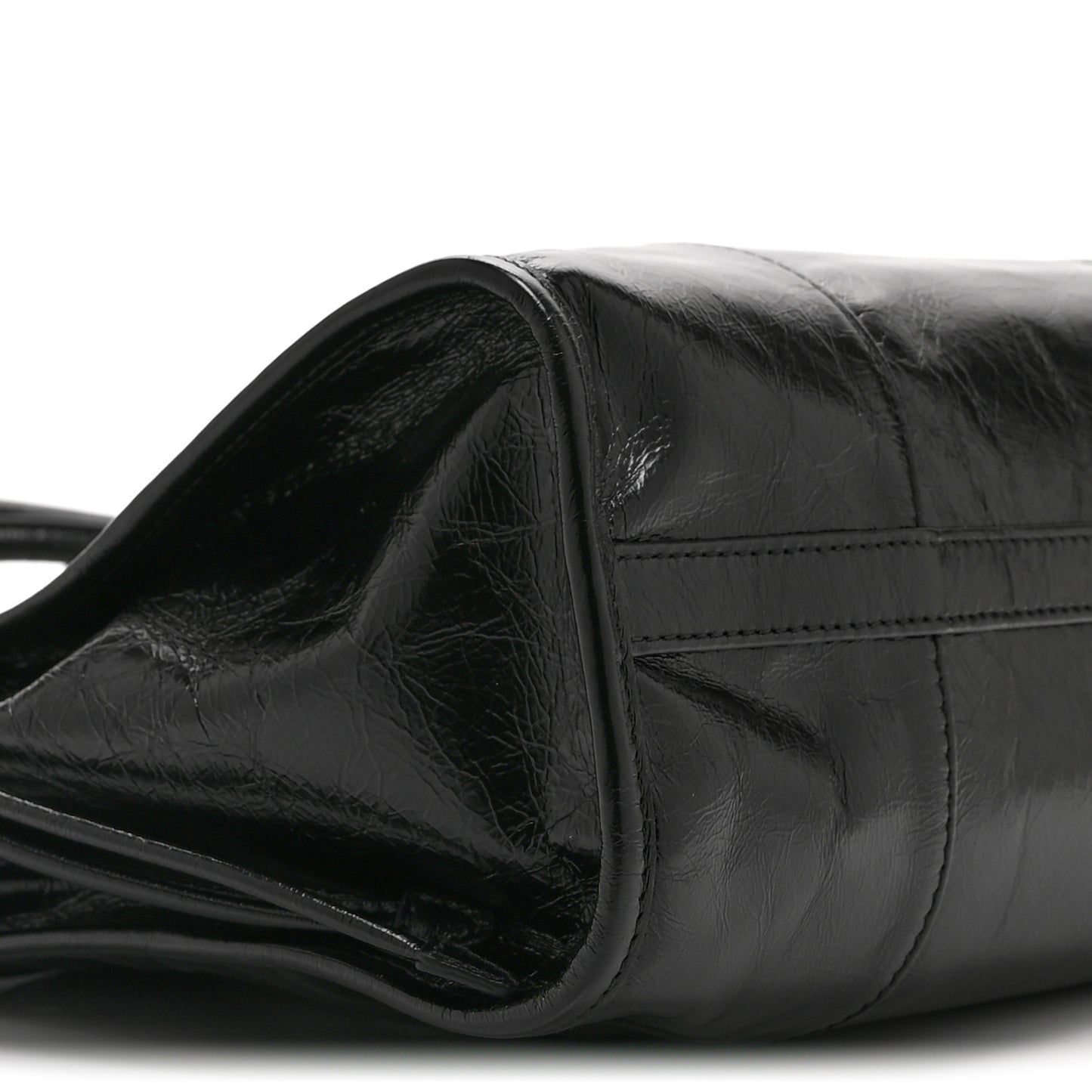 Glossy Calfskin Triangle Large Bonnie Shoulder Bag Black